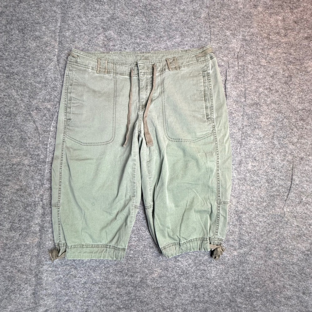 The North Face Utility Capri Pants Womens 8 Green Drawstring Hiking Cargo ACTZ
